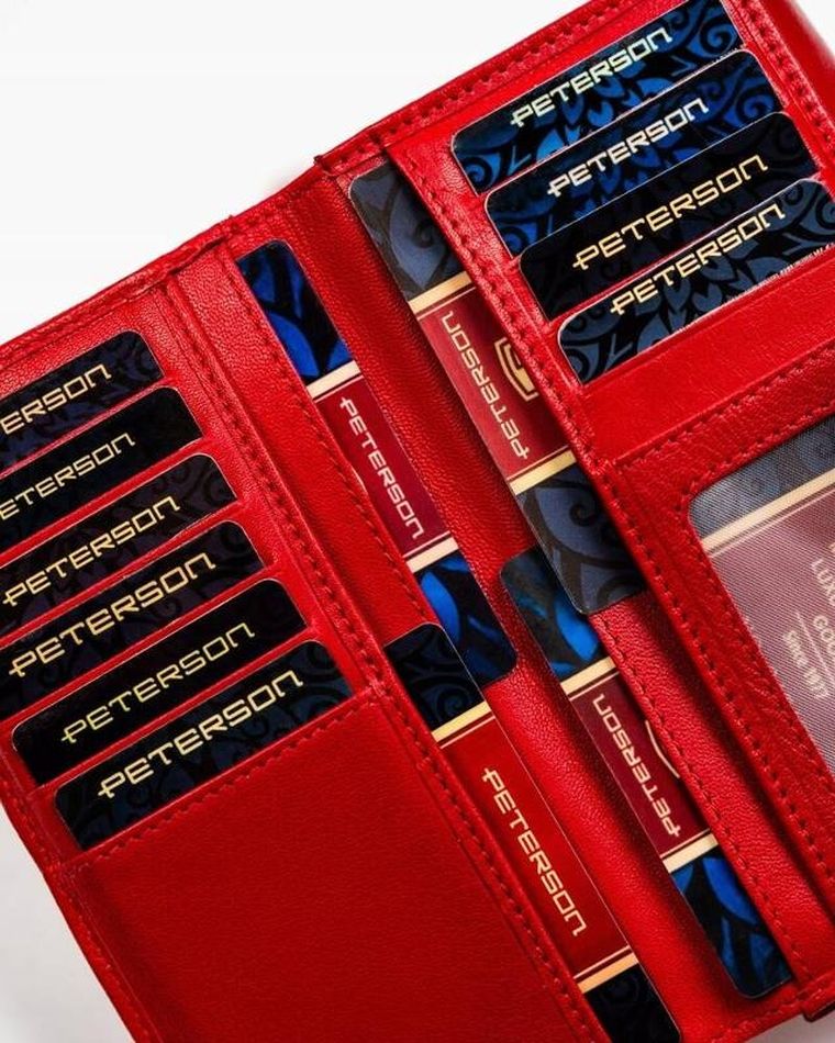 Portfel, czerwony, skórzany, Peterson