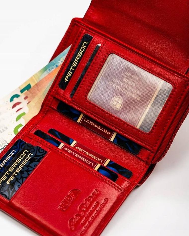 Portfel, czerwony, skórzany, Peterson