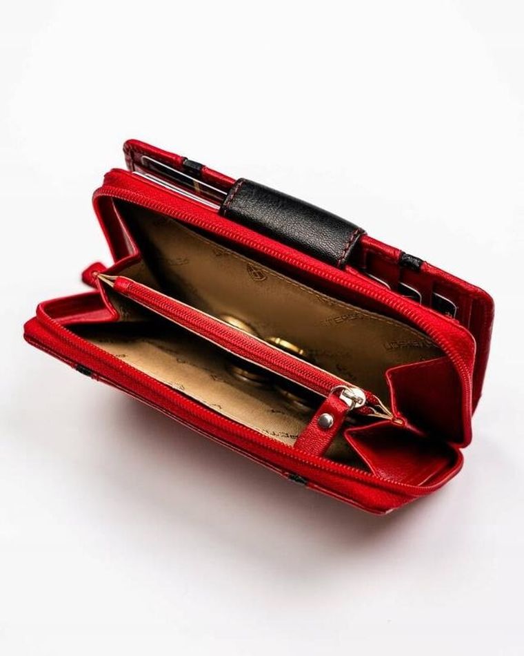 Portfel, czerwony, skórzany, Peterson