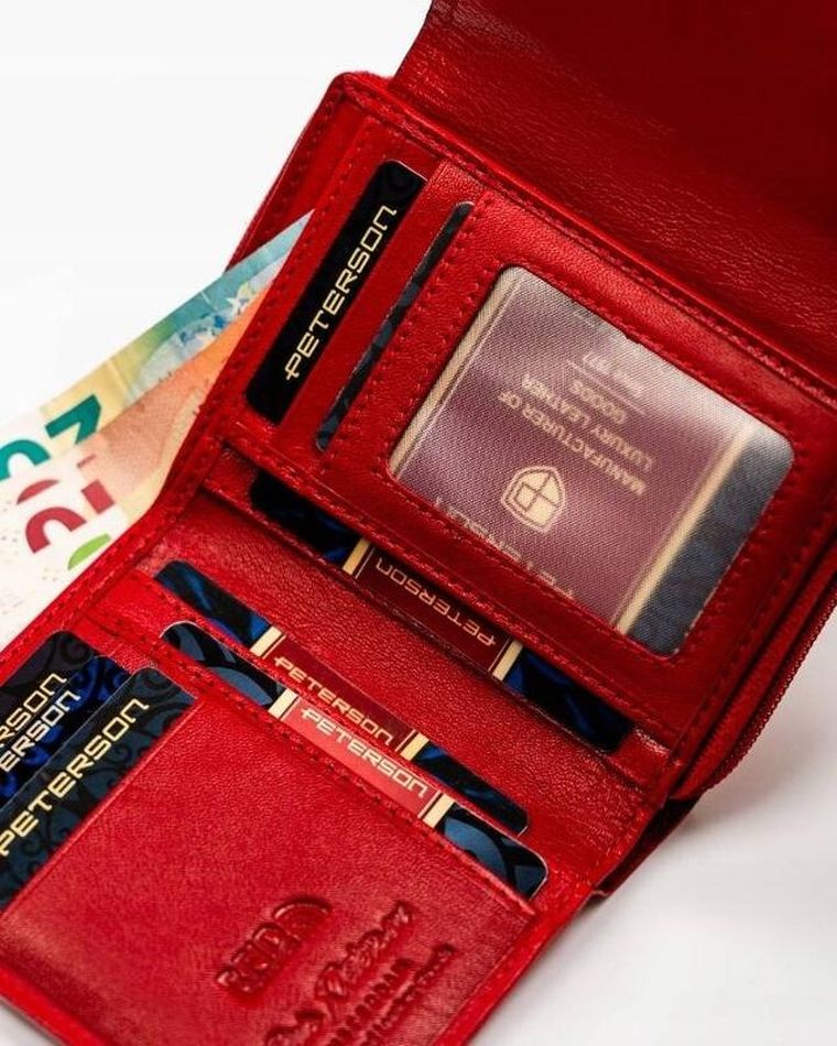Portfel, czerwony, skórzany, Peterson