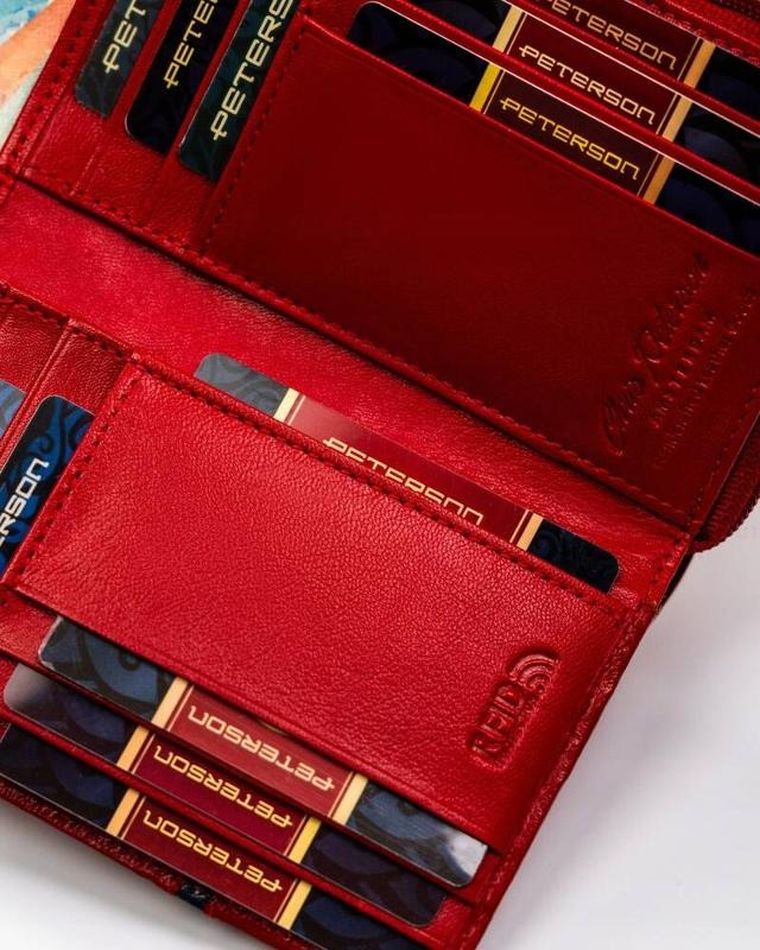 Portfel, czerwony, skórzany, Peterson