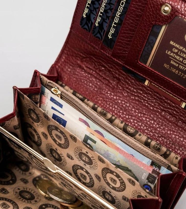 Portfel, czerwony, skórzany, Peterson
