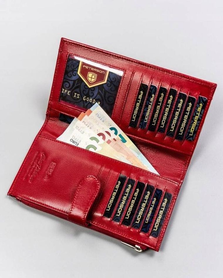 Portfel, czerwony, skórzany, Peterson