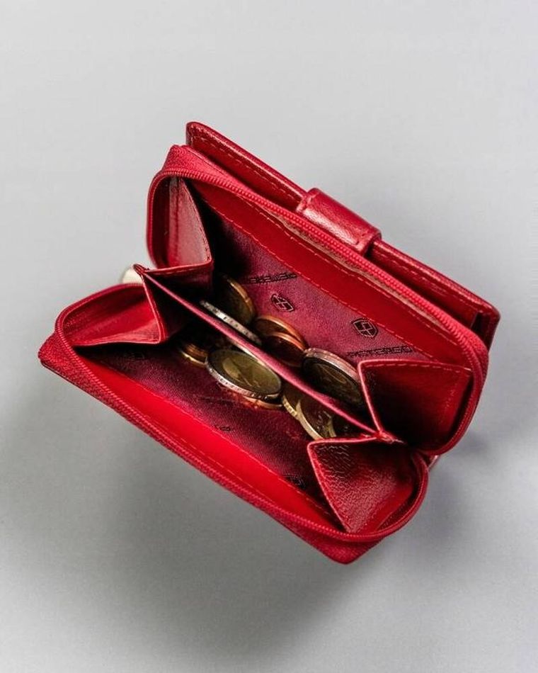 Portfel, czerwony, skórzany, Peterson