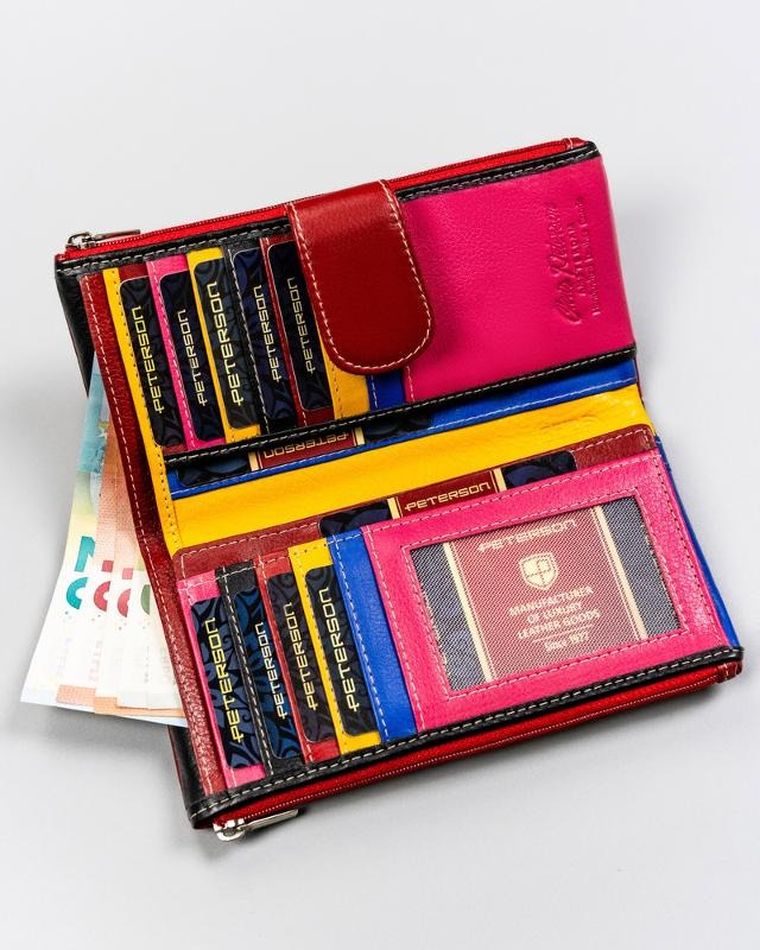 Portfel, czerwony, skórzany, Peterson