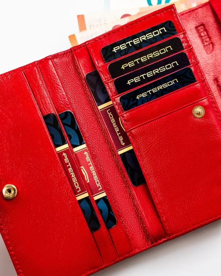 Portfel, czerwony, skórzany, Peterson