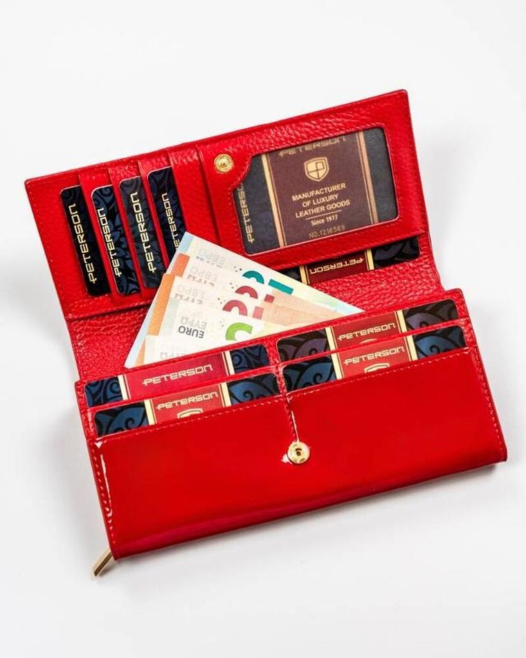 Portfel, czerwony, skórzany, Peterson