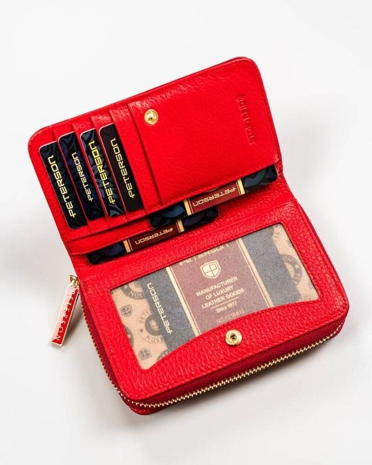 Portfel, czerwony, skórzany, Peterson