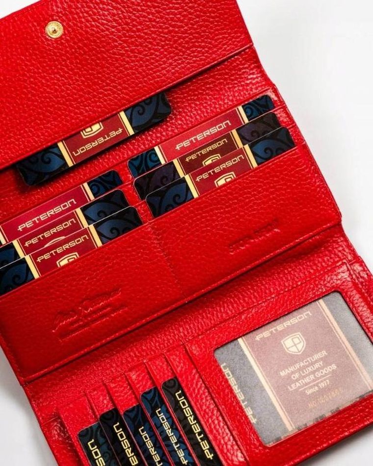 Portfel, czerwony, skórzany, Peterson