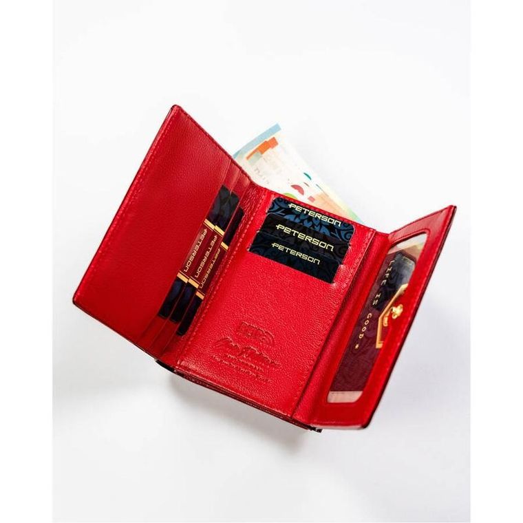 Portfel, czerwony, skórzany, Peterson