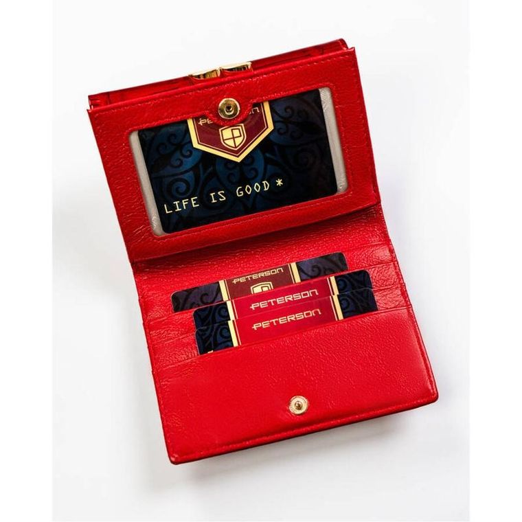 Portfel, czerwony, skórzany, Peterson