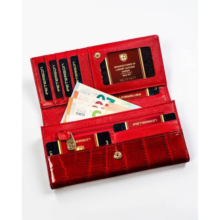Portfel, czerwony, skórzany, Peterson