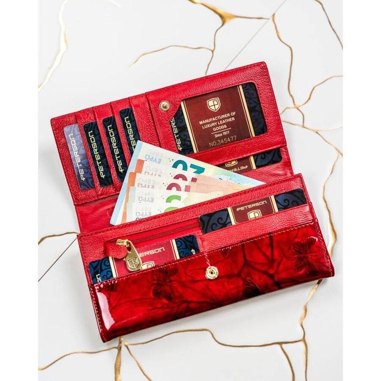 Portfel, czerwony, skórzany, Peterson