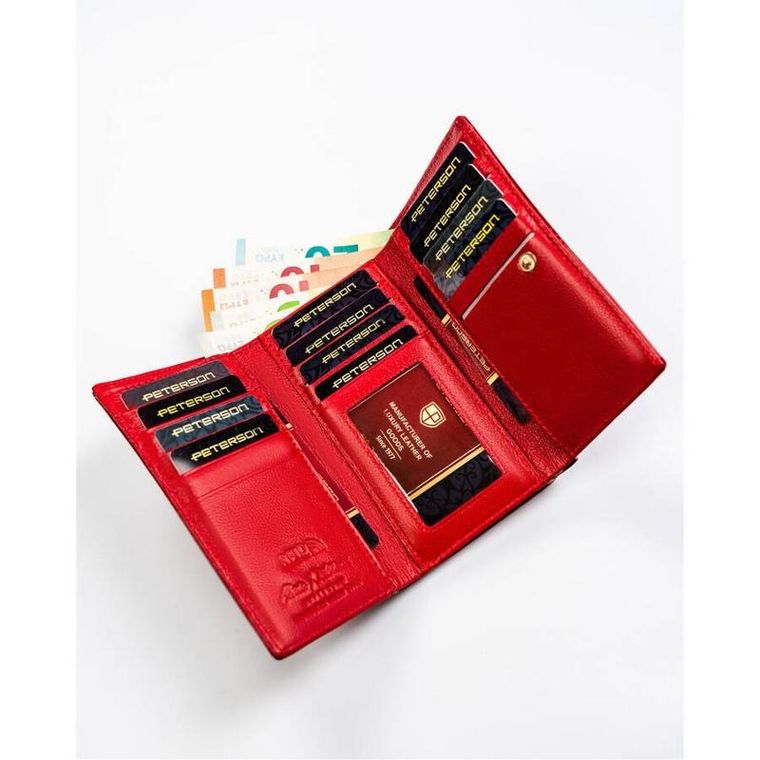 Portfel, czerwony, skórzany, Peterson