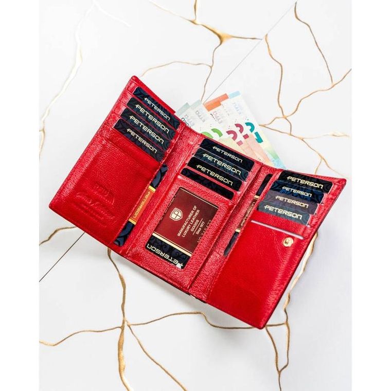Portfel, czerwony, skórzany, Peterson