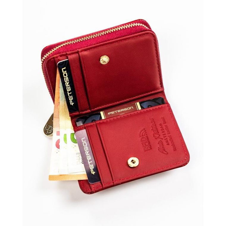 Portfel, czerwony, skórzany, Peterson