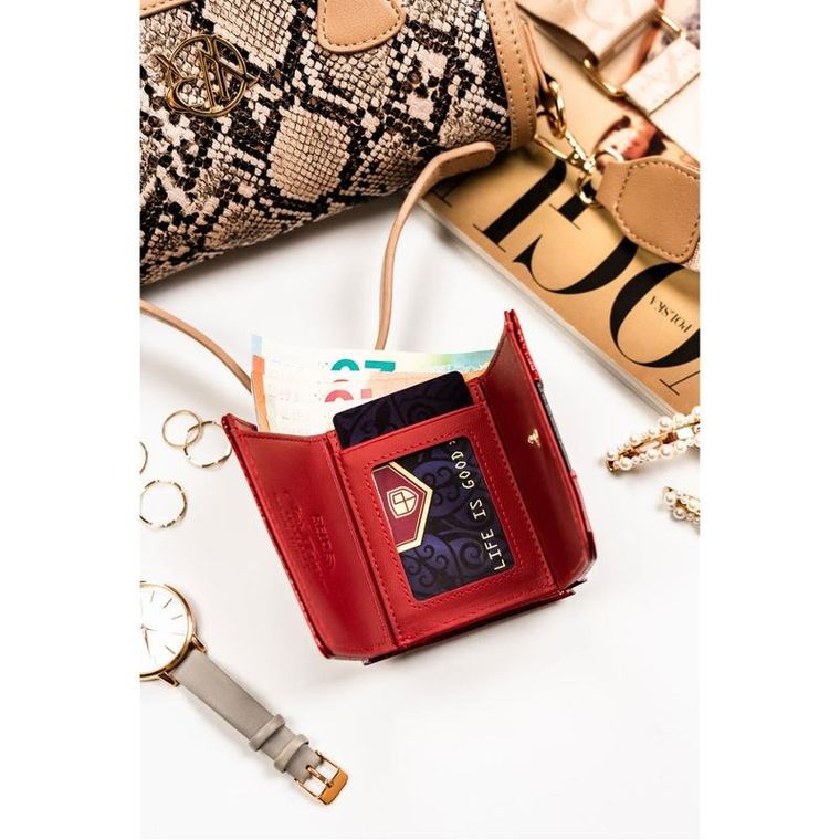 Portfel, czerwony, skórzany, Peterson