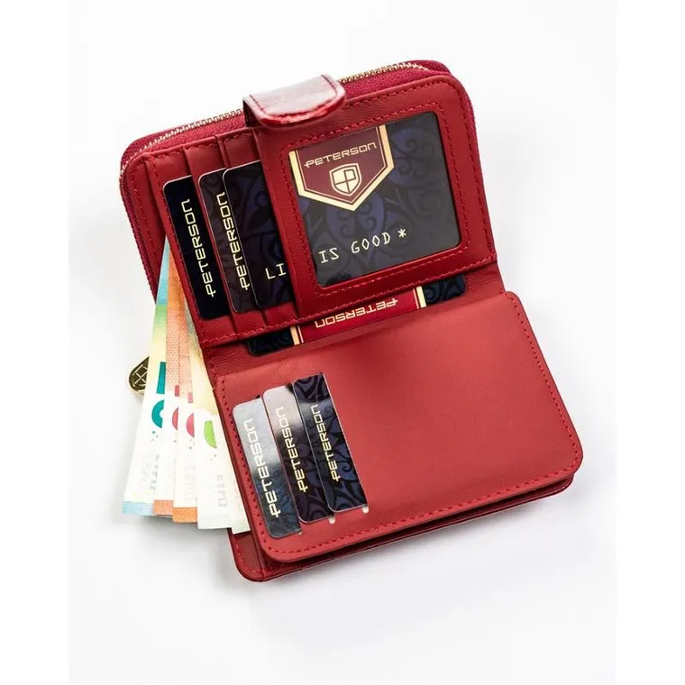 Portfel, czerwony, skórzany, Peterson