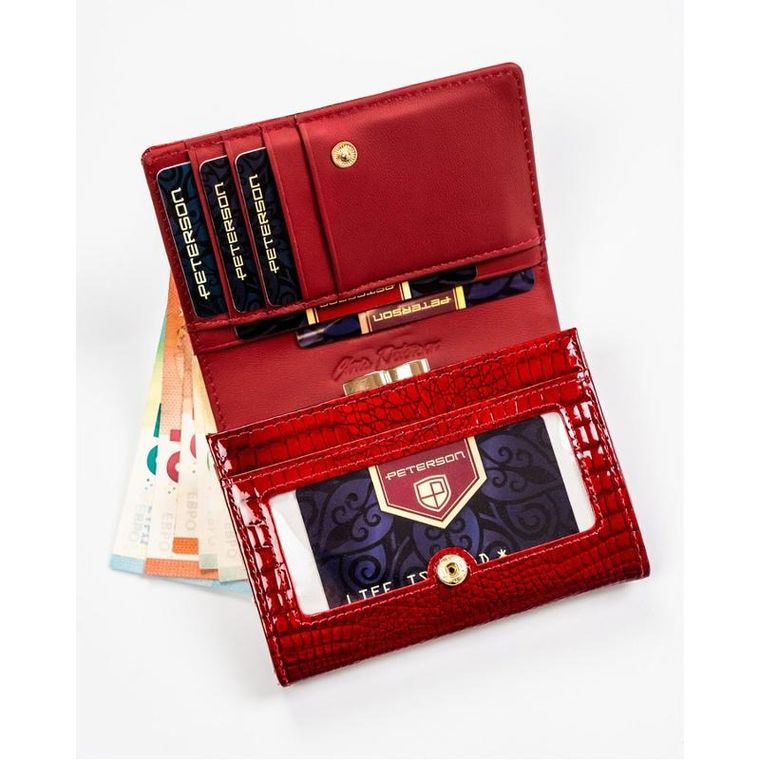 Portfel, czerwony, skórzany, Peterson
