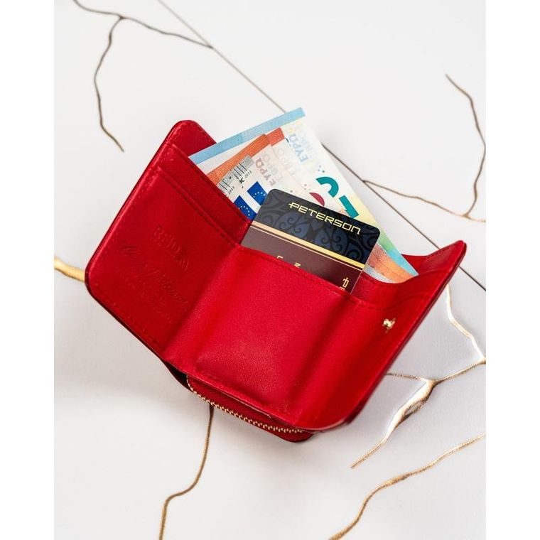 Portfel, czerwony, skórzany, Peterson
