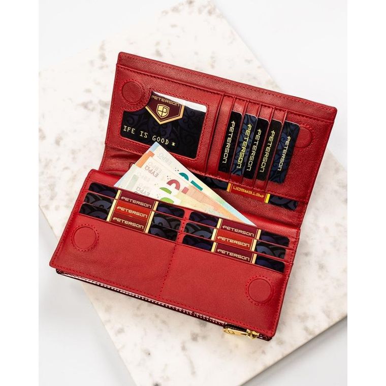 Portfel, czerwony, skórzany, Peterson