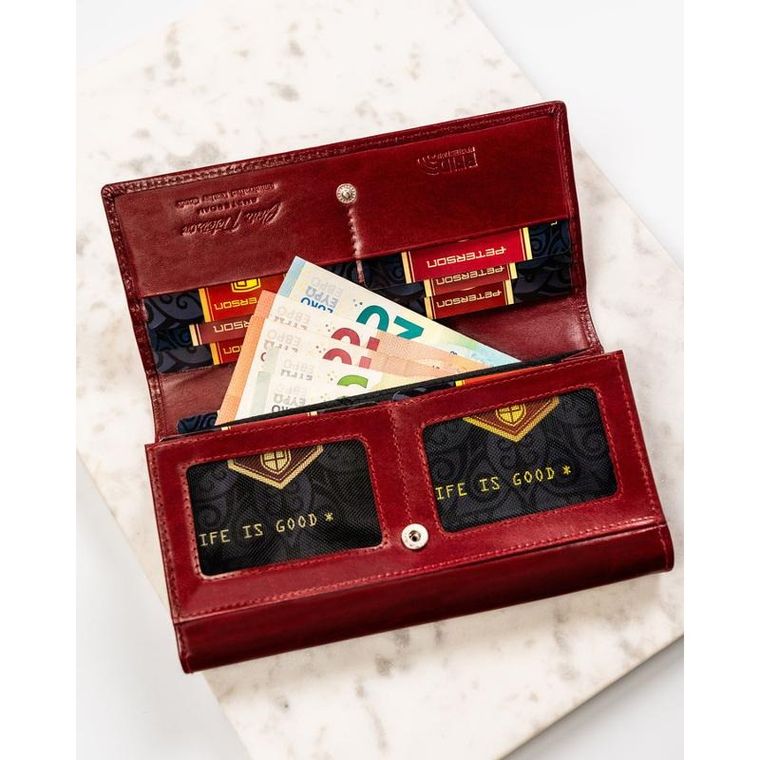 Portfel, czerwony, skórzany, Peterson