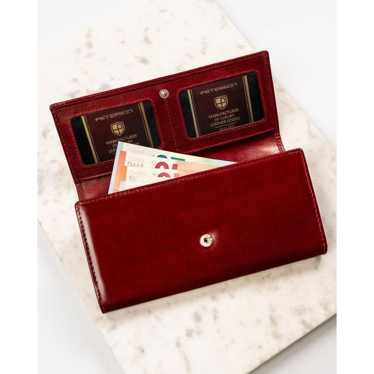 Portfel, czerwony, skórzany, Peterson