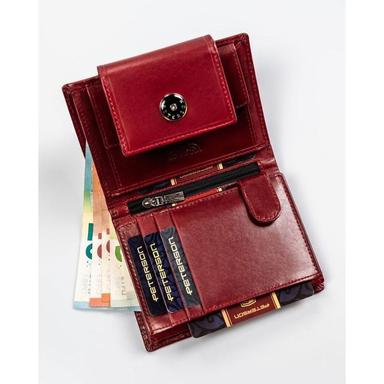 Portfel, czerwony, skórzany, Peterson