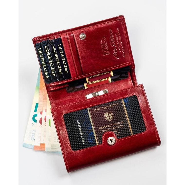 Portfel, czerwony, skórzany, Peterson