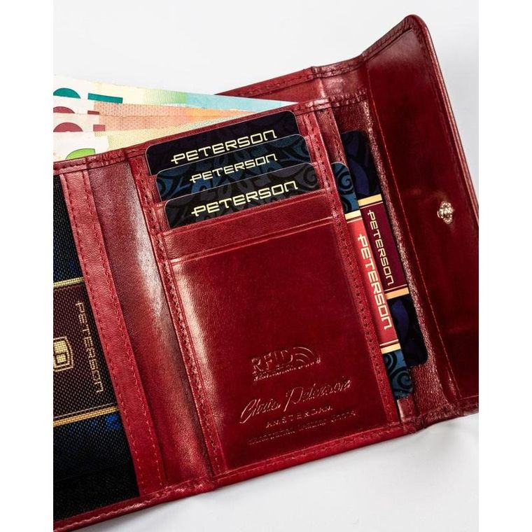Portfel, czerwony, skórzany, Peterson