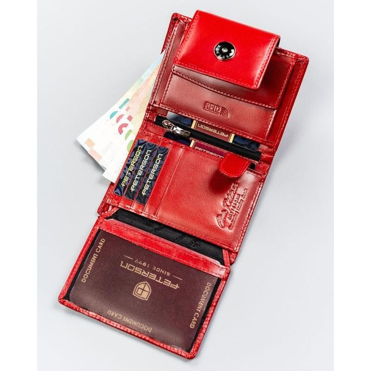 Portfel, czerwony, skórzany, Peterson