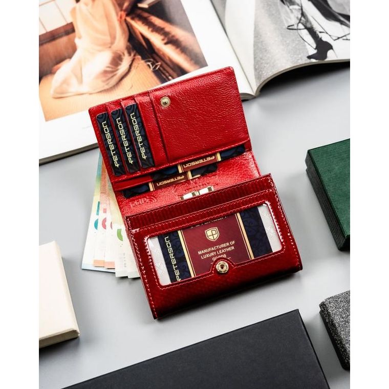 Portfel, czerwony, skórzany, Peterson