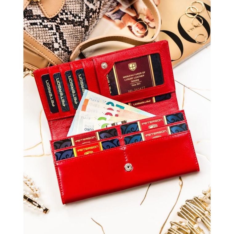 Portfel, czerwony, skórzany, Peterson