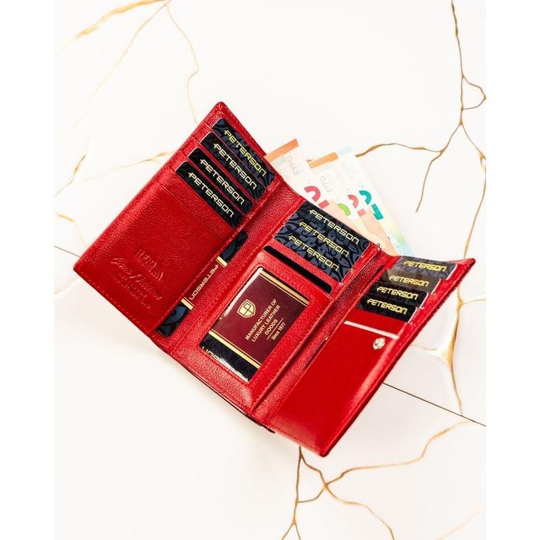 Portfel, czerwony, skórzany, Peterson