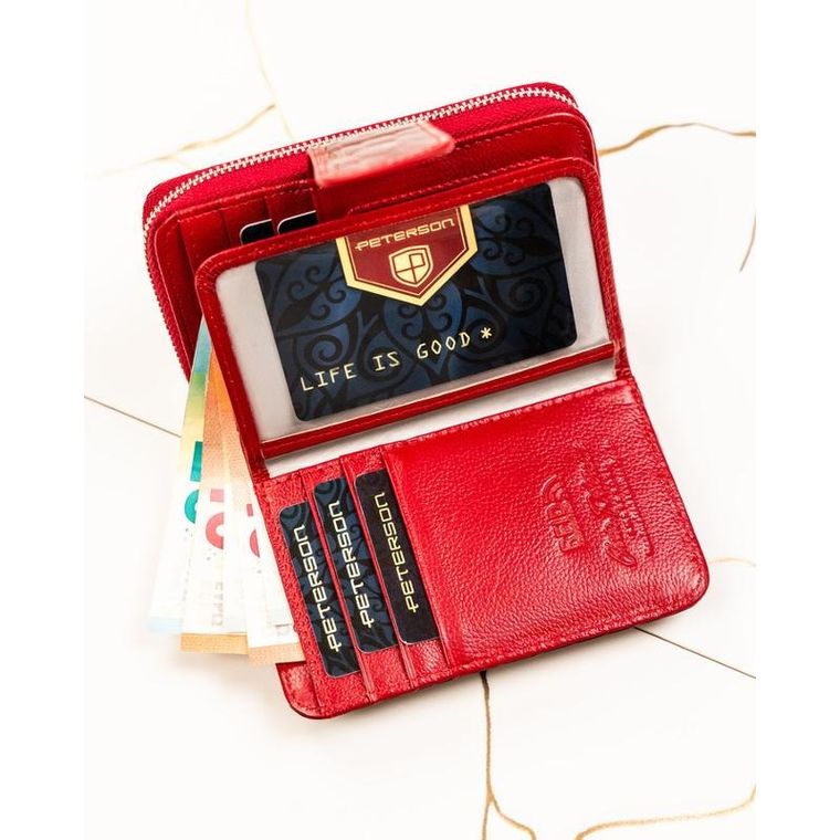 Portfel, czerwony, skórzany, Peterson