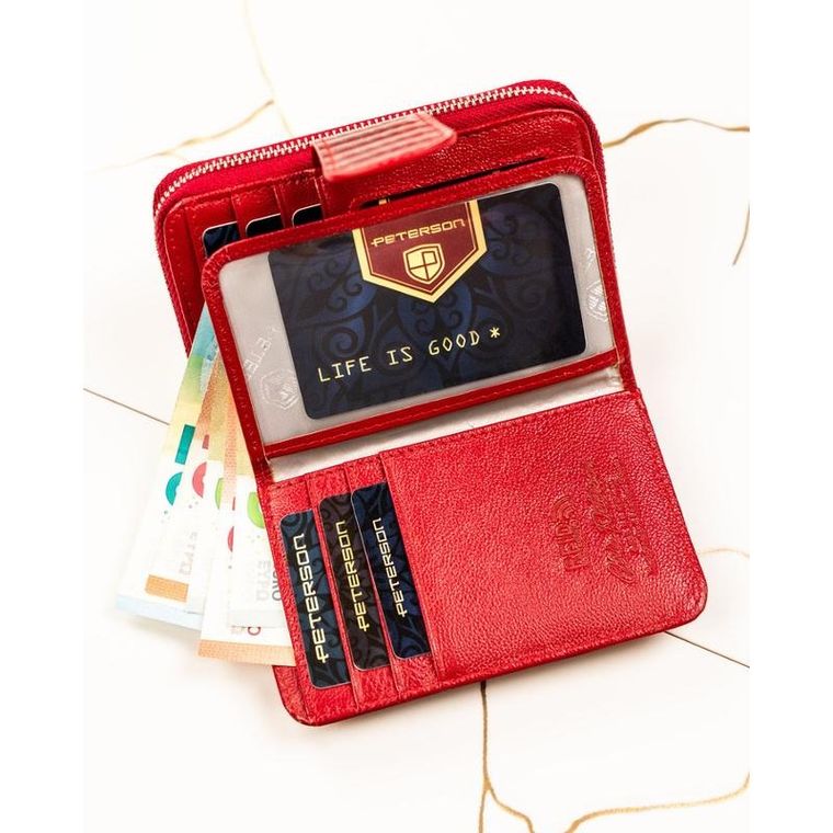 Portfel, czerwony, skórzany, Peterson