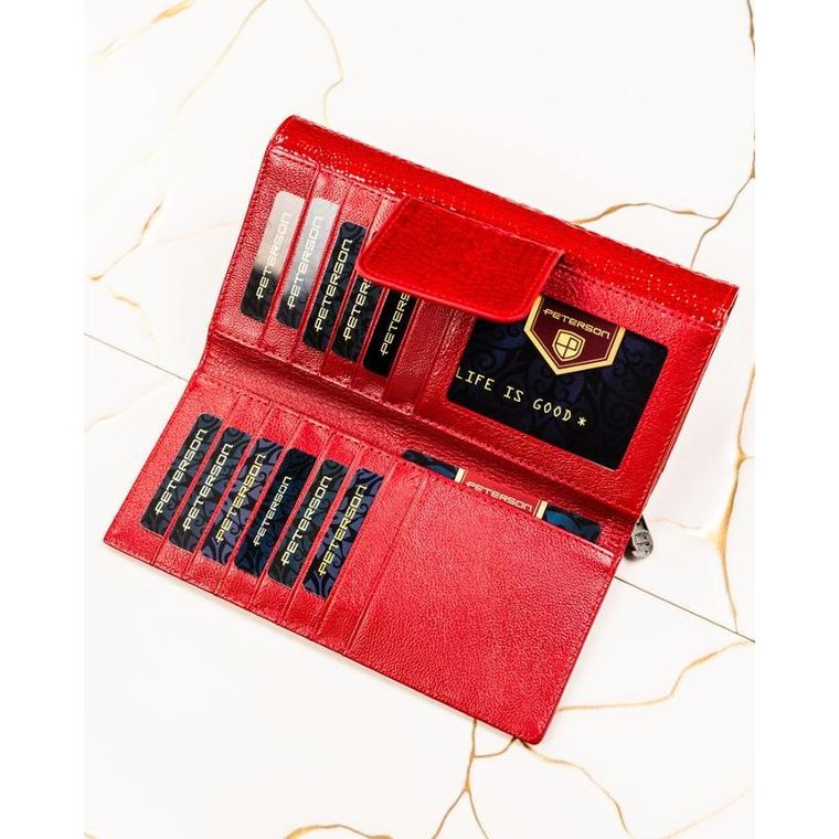 Portfel, czerwony, skórzany, Peterson