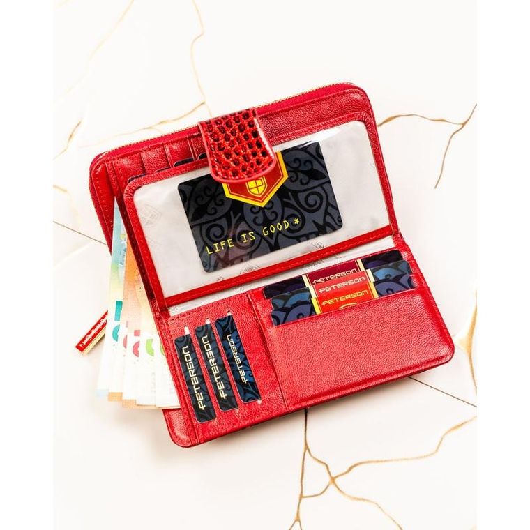 Portfel, czerwony, skórzany, Peterson