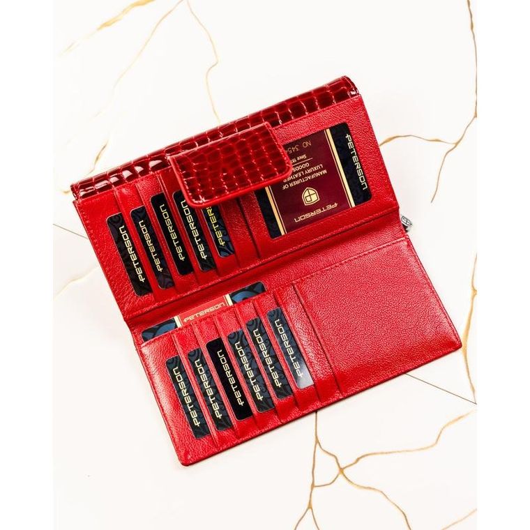 Portfel, czerwony, skórzany, Peterson