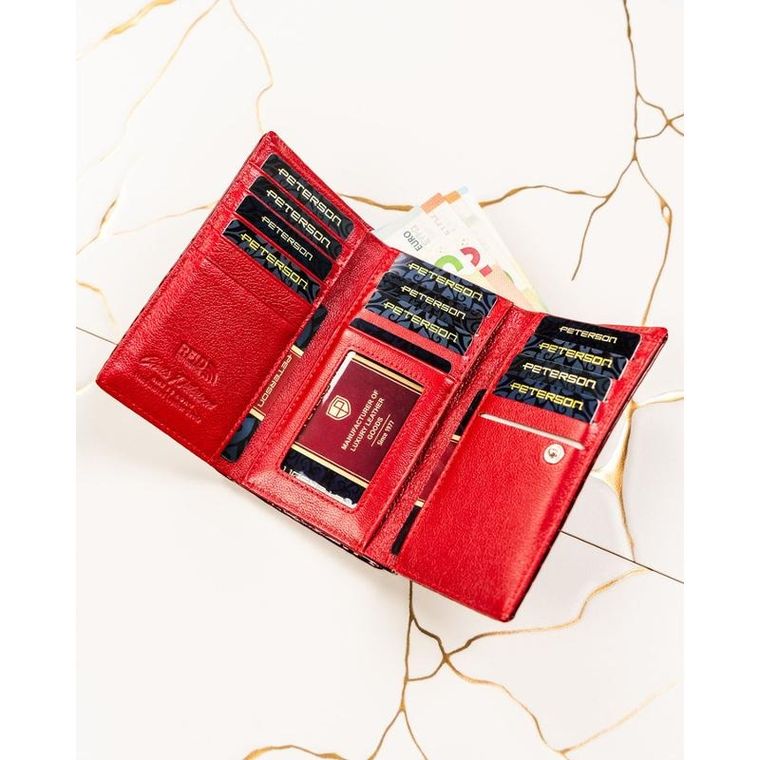 Portfel, czerwony, skórzany, Peterson