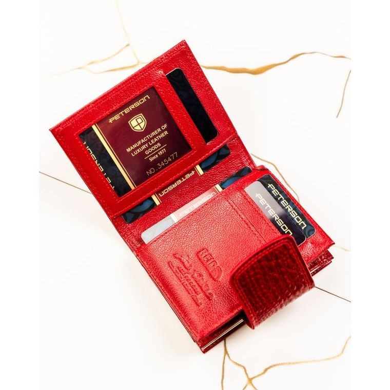 Portfel, czerwony, skórzany, Peterson