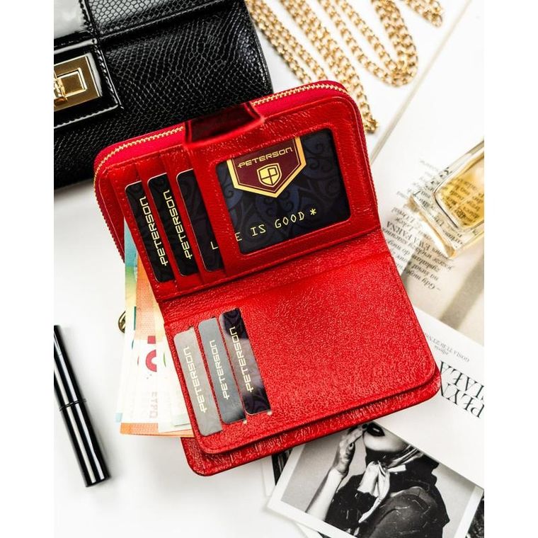 Portfel, czerwony, skórzany, Peterson