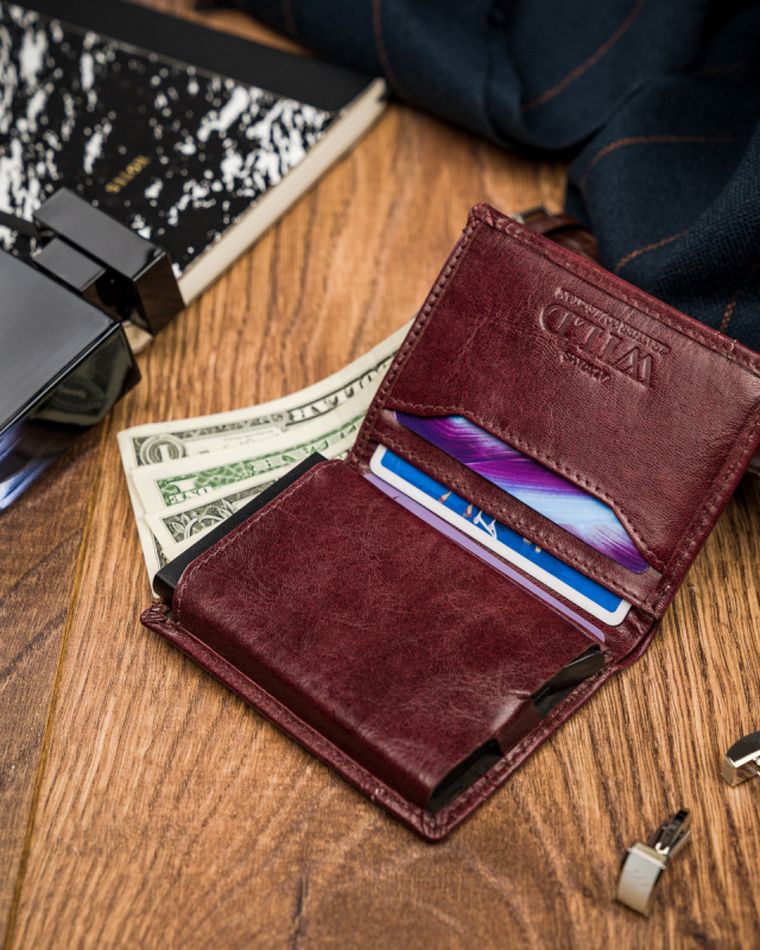 Portfel, czerwony, skórzany, RFID, Always Wild