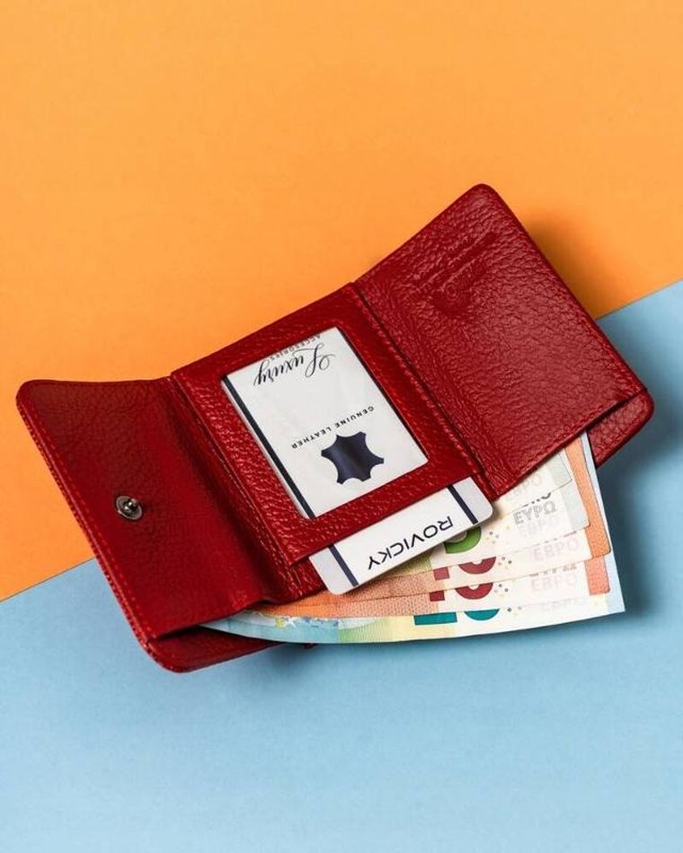 Portfel, czerwony, skórzany, RFID, Lorenti