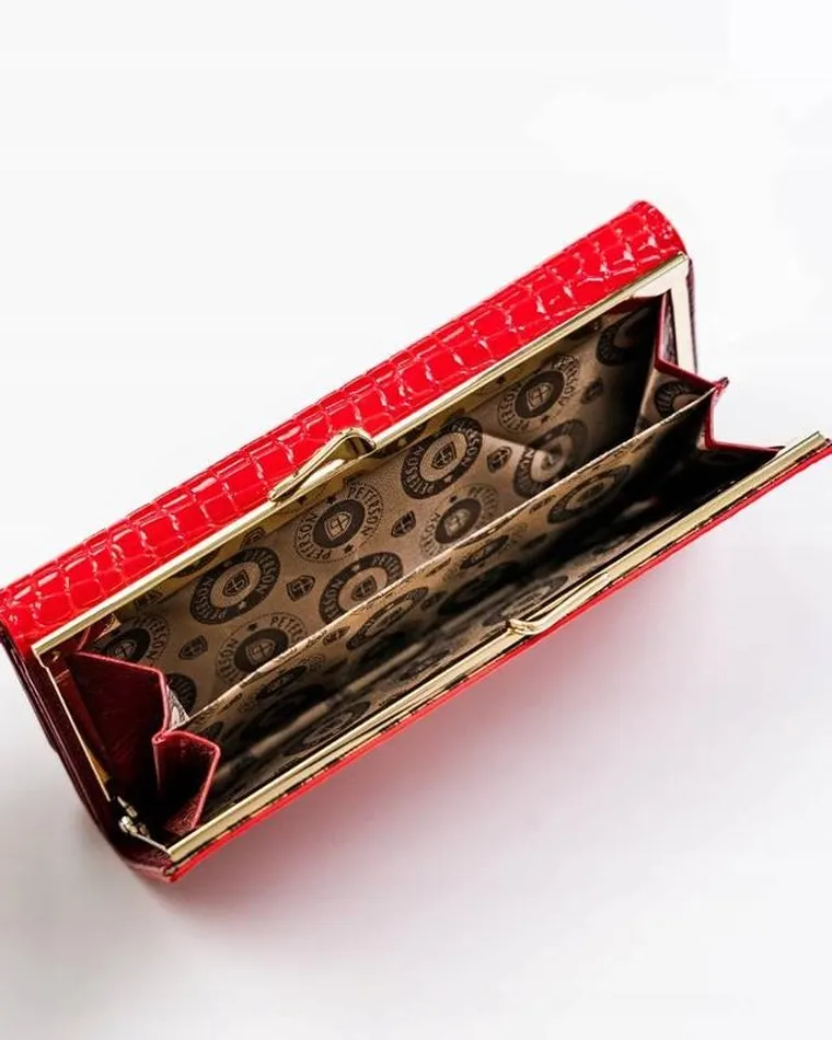 Portfel, czerwony, skórzany, RFID, Peterson