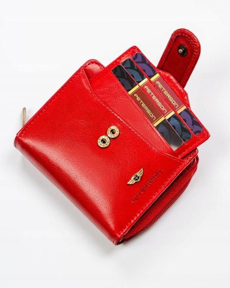 Portfel, czerwony, skórzany, RFID, Peterson