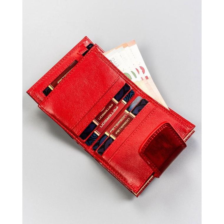 Portfel, czerwony, skórzany, RFID, Peterson