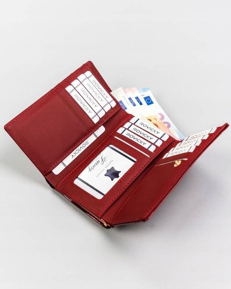 Portfel, czerwony, skórzany, Rovicky