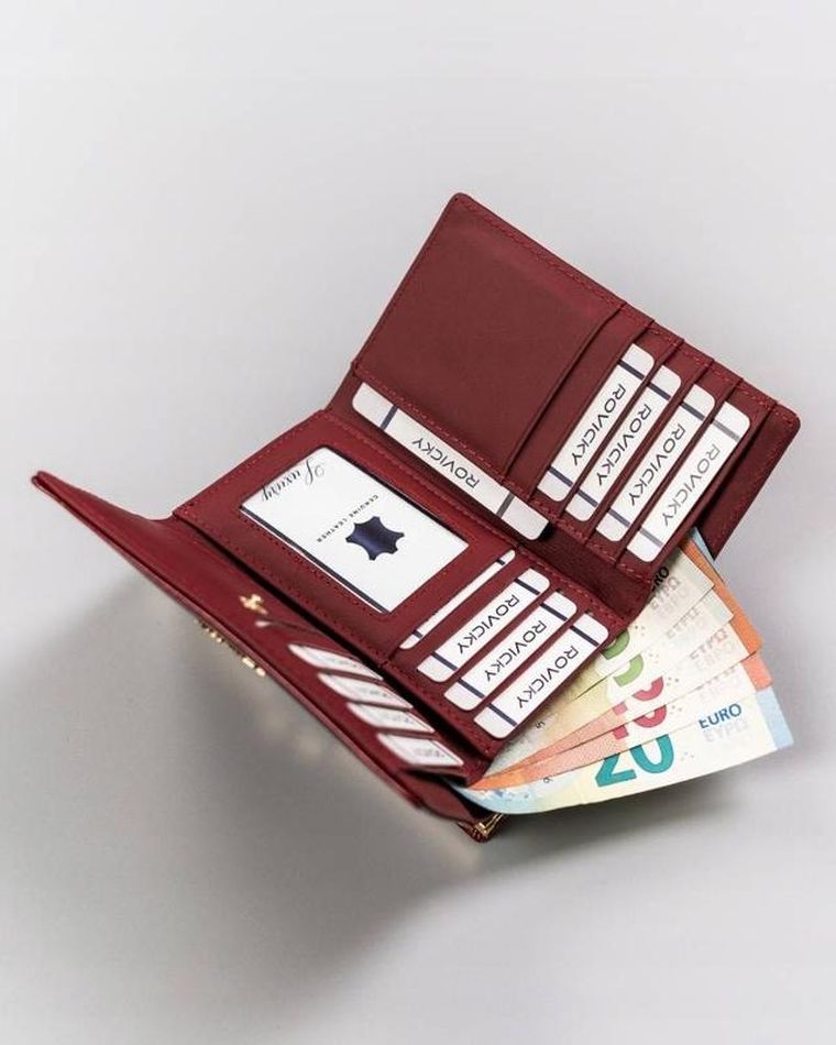 Portfel, czerwony, skórzany, Rovicky