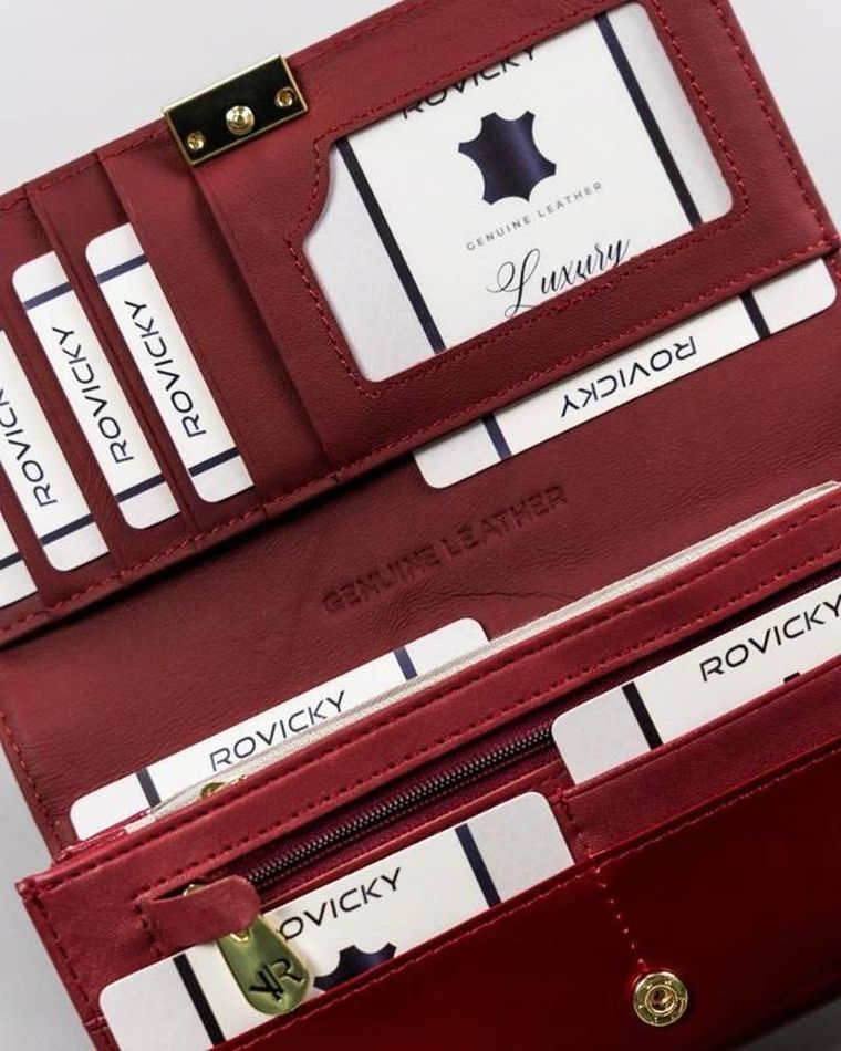 Portfel, czerwony, skórzany, Rovicky
